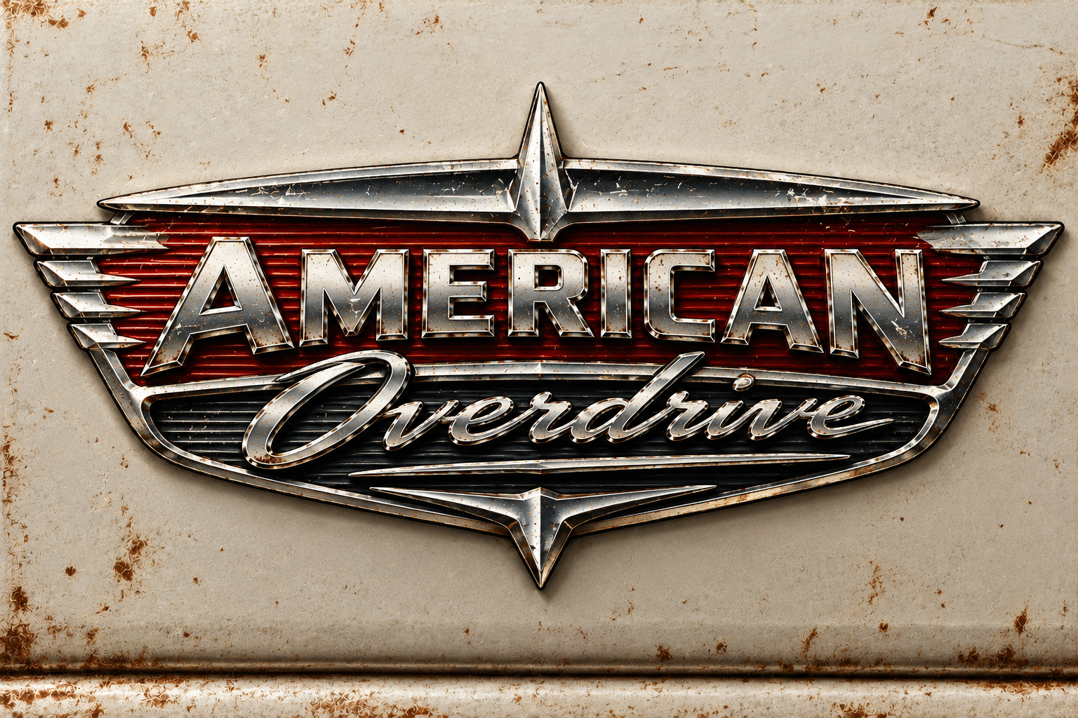 American Overdrive chrome badge logo